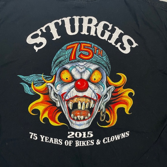 Sturgis 2015 - 75 Years Of Bikes & Clowns Short Sleeve Clown Graphic T-Shirt 2XL - Picture 3 of 6